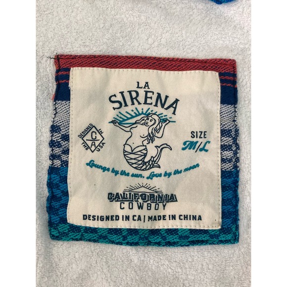 La Sirena California Cowboy Aztec Robe Adult M/L Southwest Style Bathrobe Cozy - Picture 2 of 12